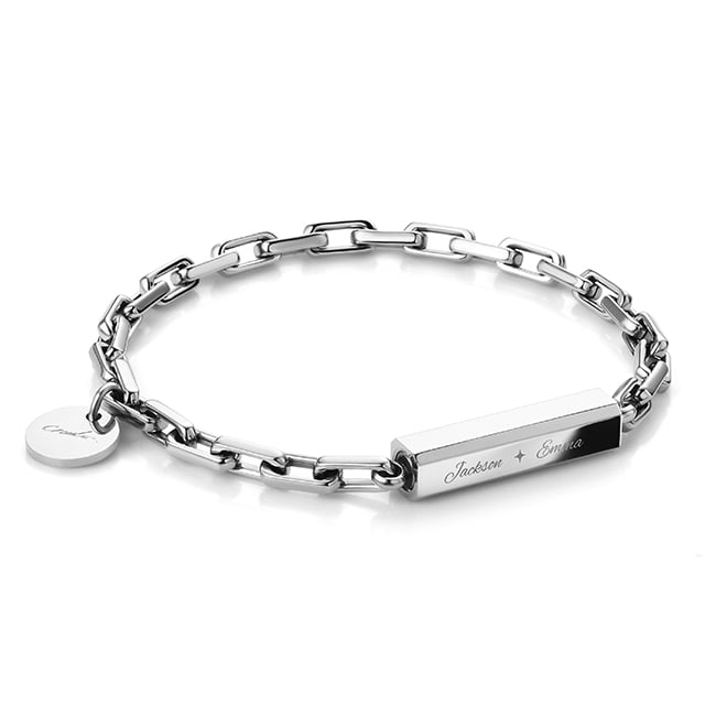 Miami Love Customized Box Chain Bracelet｜Twilight Silver｜Crudo Leather ...