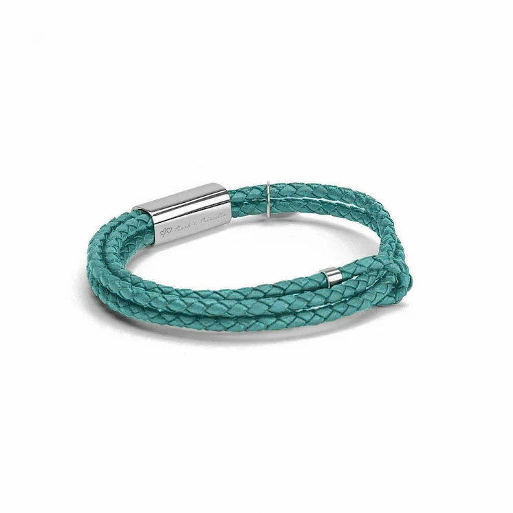 Enchanted Moment Double Woven Leather Bracelet｜Turquoise｜White Gold ...
